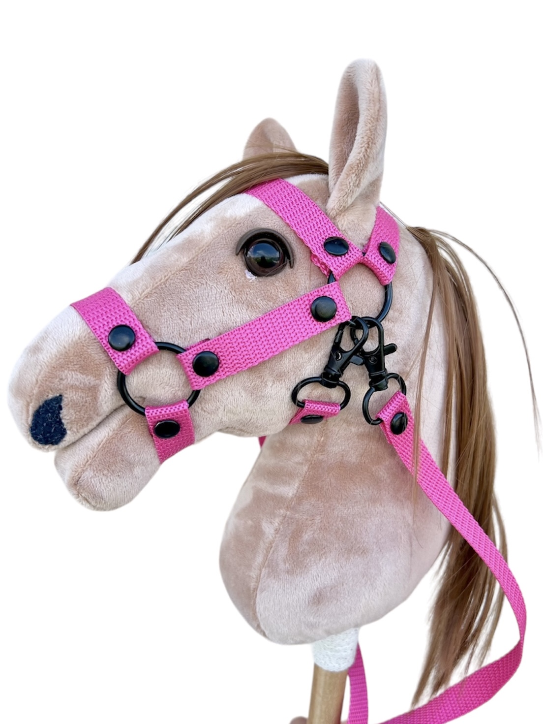 Ogłowie i wodze dla konika hobby horse kolor różowy