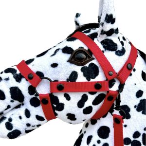Zestaw czerwony ogłowie plus wodze dla konika hobby horse A3
