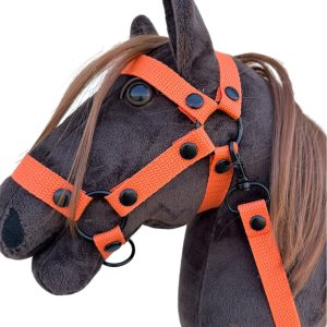 Zestaw pomarańczowy ogłowie plus wodze dla konika hobby horse A3