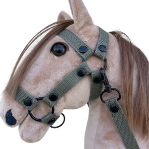 Zestaw khaki ogłowie plus wodze dla konika hobby horse A3