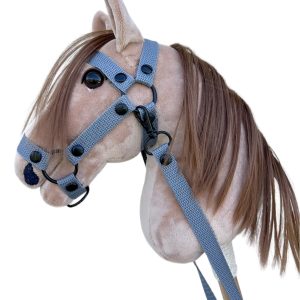 Zestaw szary ogłowie plus wodze dla konika hobby horse A3