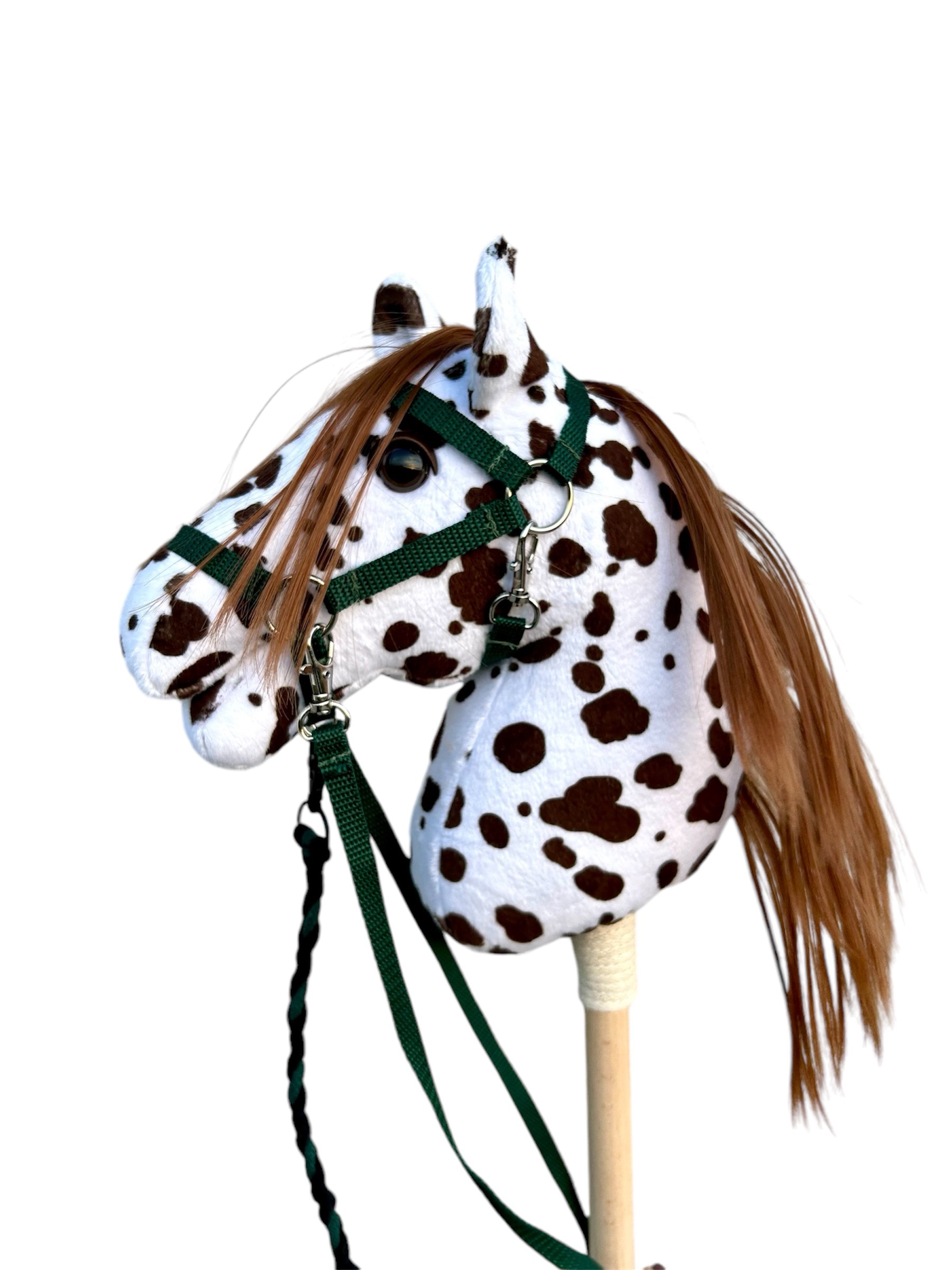 Koń hobby horse łaciaty biało- brązowy A5 - obrazek 2
