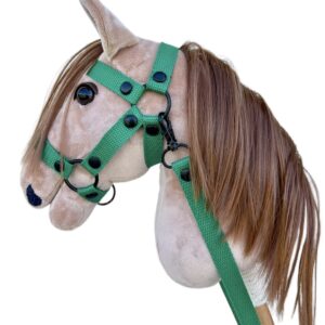 Zestaw zielony ogłowie plus wodze dla konika hobby horse A3